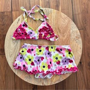 Tropic Sun Baby Girl Ladybug and Floral 2 Piece Swimsuit Sz: 18M